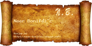 Neer Bonifác névjegykártya